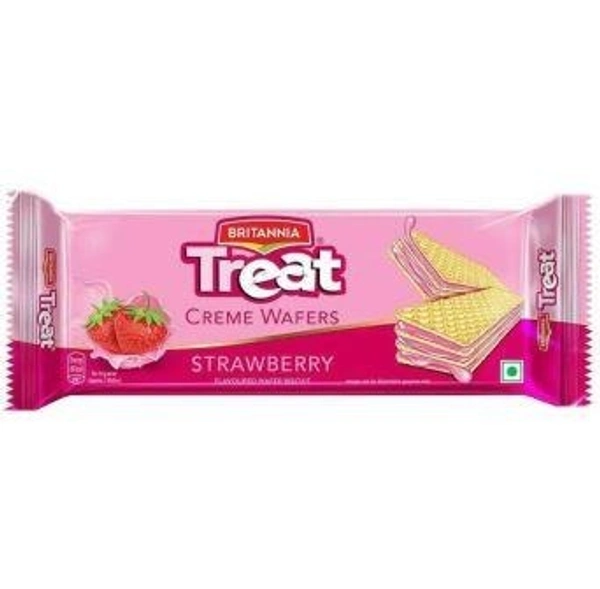 Britannia Treat Strawberry Creme Wafers Biscuits 55 g