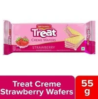 Britannia Treat Strawberry Creme Wafers Biscuits 55 g