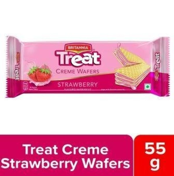 Britannia Treat Strawberry Creme Wafers Biscuits 55 g