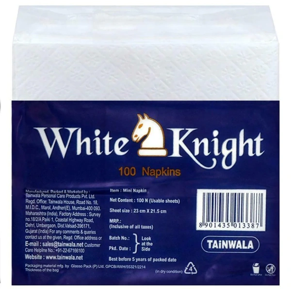 White Knight 1 Ply Mini Paper Napkins 23x21.5 cm (100 pcs)