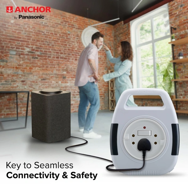 Anchor by Panasonic 6A 2 Pin Flex Box with Indicator & Handle | 8 Mtr Extension Flex Box for Home, Office