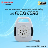 Anchor by Panasonic 6A 2 Pin Flex Box with Indicator & Handle | 8 Mtr Extension Flex Box for Home, Office