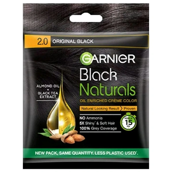 Garnier Black Naturals Ammonia Free Hair Colour, Original Black (20 g + 20 ml)