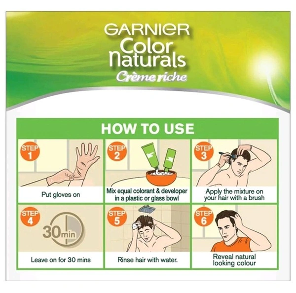 Garnier Color Naturals Creme Riche Ammonia Free Men Hair Color, Natural Black (1) (30 ml + 30 g )