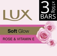 Lux Rose & Vitamin E Soft Glowing Skin Soap Bar 150 g (Pack of 3)