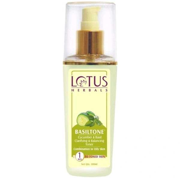 Lotus Herbals Basiltone Clarifying & Balancing Skin Toner | With Cucumber & Basil | For Combination & Oily Skin | 100ml