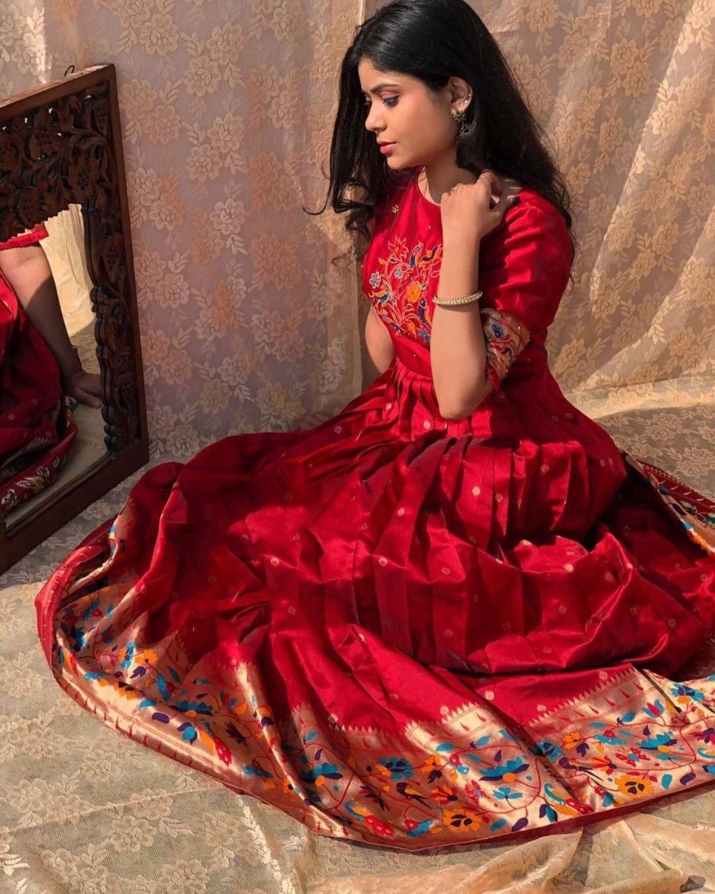 Red sale banarasi gown