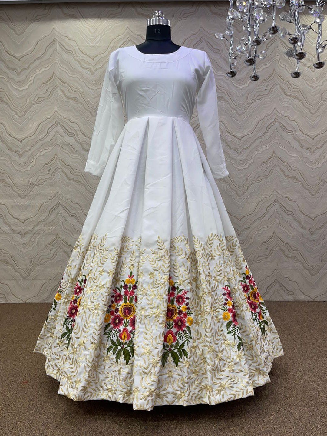 Wedding drees, bridal gown style and bespoke fashion, full-legth white  tailored ball gown in showroom, tailor fitting, beauty and wedding 29227309  Stock Photo at Vecteezy