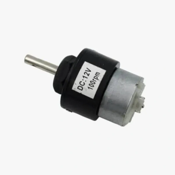 12V 100RPM Black – Silver Centre Shaft DC Helical Geared Motor