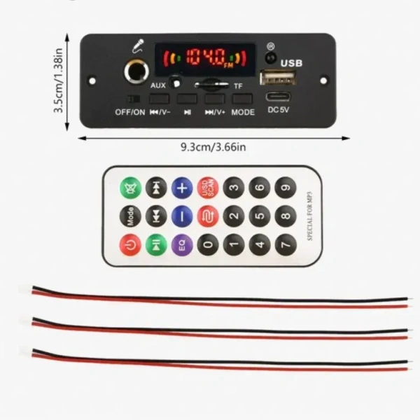 Amplifier Board with Display, Bluetooth, FM, USB, SD-Card Slot, Aux, Mic Aux and Amplifier