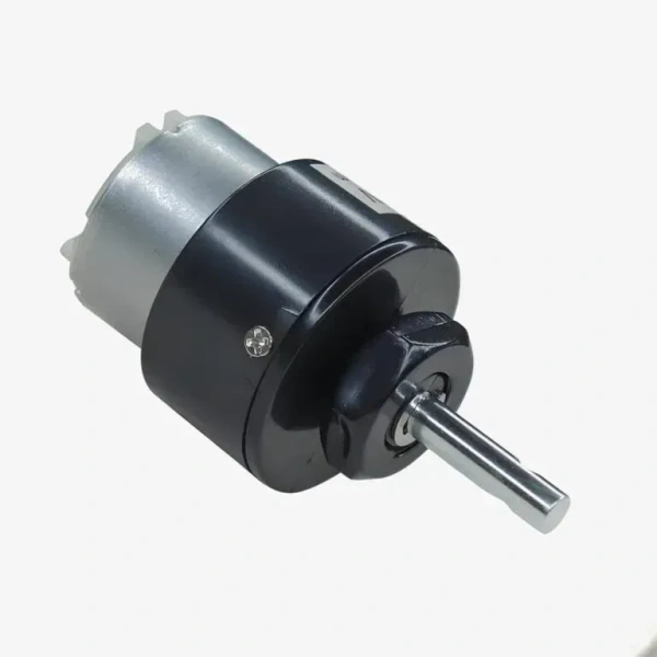 12V 100RPM Black – Silver Centre Shaft DC Helical Geared Motor