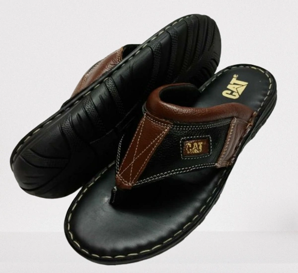 Ambur Leather Royale Sandals - 12, Black & Brownish Maroon