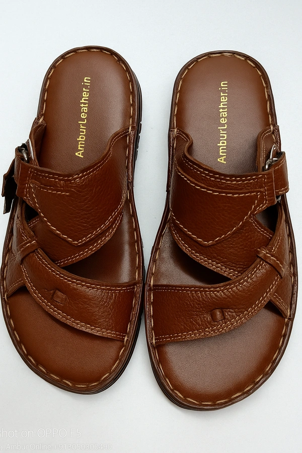 Ambur Leather Supreme Sandals - 12, Tangerine