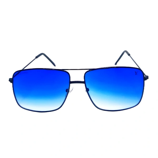 "MALUKKS Luxury Sunglasses - Limited Edition LV Design, Blue Shade, Black Frame" - Free Size, Blue