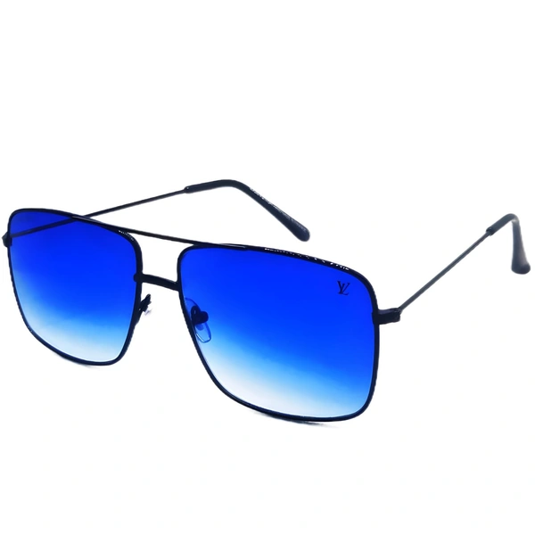 "MALUKKS Luxury Sunglasses - Limited Edition LV Design, Blue Shade, Black Frame" - Free Size, Blue