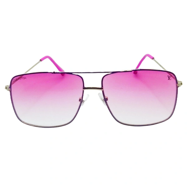 "MALUKKS Very Demanding LV Design Sunglasses - Luxury Special Edition, Pink Shade, Glossy Gray Frame" - Pink, Free Size