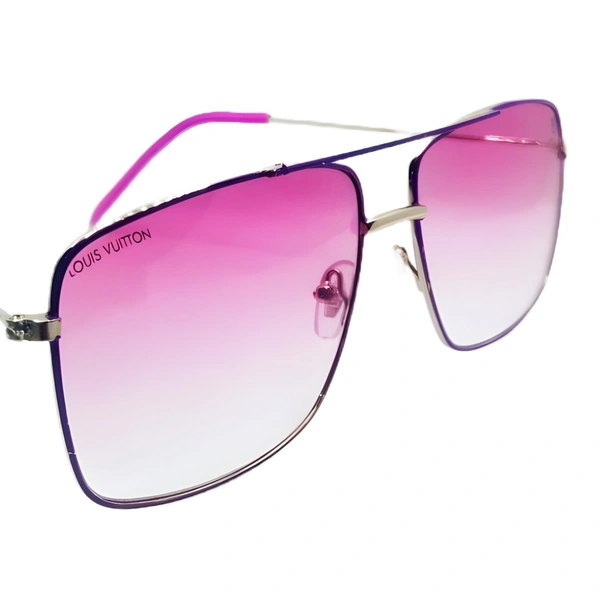 "MALUKKS Very Demanding LV Design Sunglasses - Luxury Special Edition, Pink Shade, Glossy Gray Frame" - Pink, Free Size