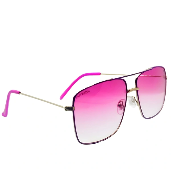 "MALUKKS Very Demanding LV Design Sunglasses - Luxury Special Edition, Pink Shade, Glossy Gray Frame" - Pink, Free Size