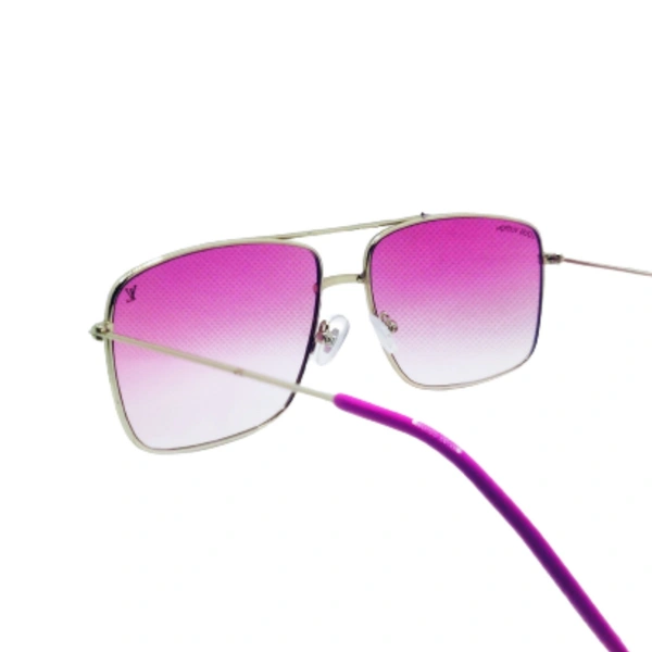 "MALUKKS Very Demanding LV Design Sunglasses - Luxury Special Edition, Pink Shade, Glossy Gray Frame" - Pink, Free Size