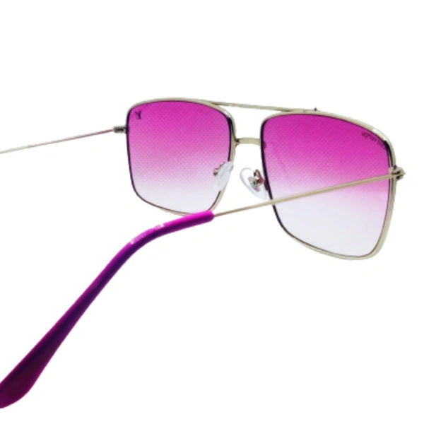 "MALUKKS Very Demanding LV Design Sunglasses - Luxury Special Edition, Pink Shade, Glossy Gray Frame" - Pink, Free Size