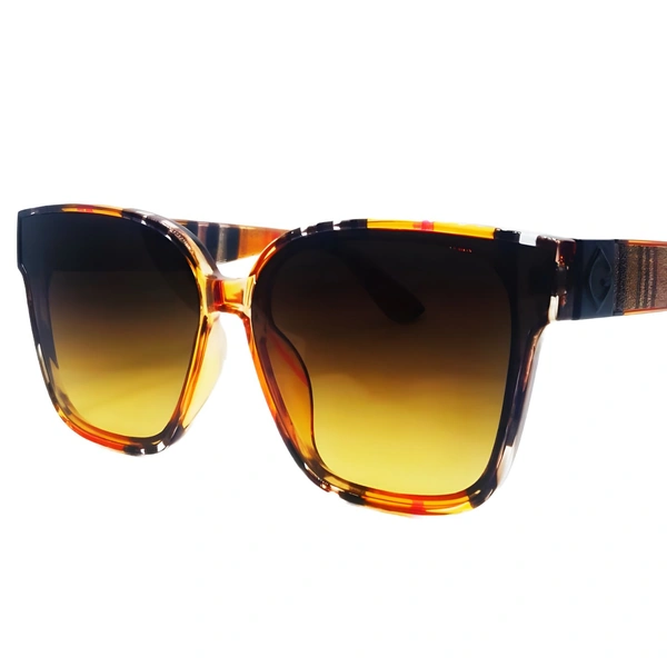 "Malukks Luxury Line Special Edition Seal Brown Sunglasses with Crystal Diamond Cut Frame Unisex" - Free Size, Gold