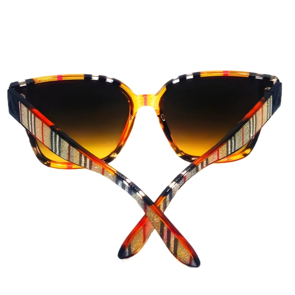 "Malukks Luxury Line Special Edition Seal Brown Sunglasses with Crystal Diamond Cut Frame Unisex" - Free Size, Gold