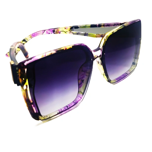 "Malukks Luxury Line Special Edition Purple Sunglasses with Flow Pattern Frame Unisex" - Free Size, Purple