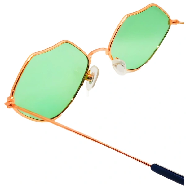 "Reels Model Sunglasses: Green Shades, Rose Gold Frame - Limited Stock!" - Free Size, Granny Smith Apple