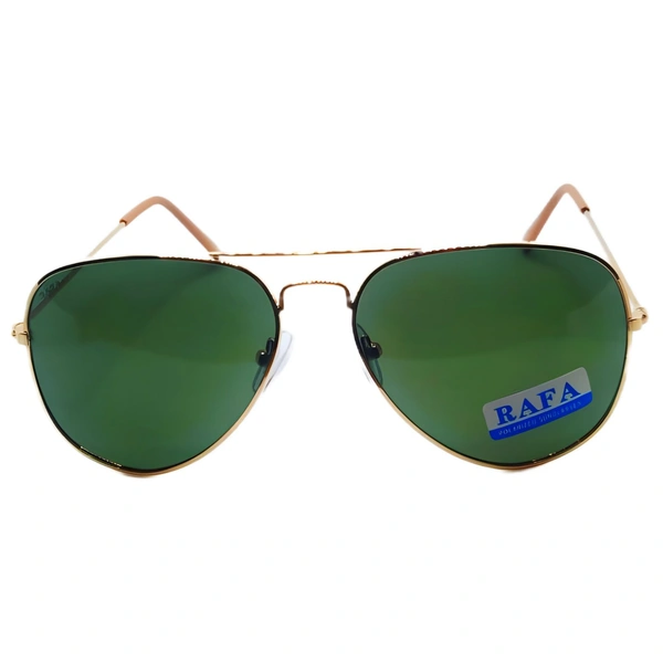 "RAFA Luxury Class Aviator Sunglasses - Hunter Green Shade, Pale Gold Frame" - Free Size, Hunter Green
