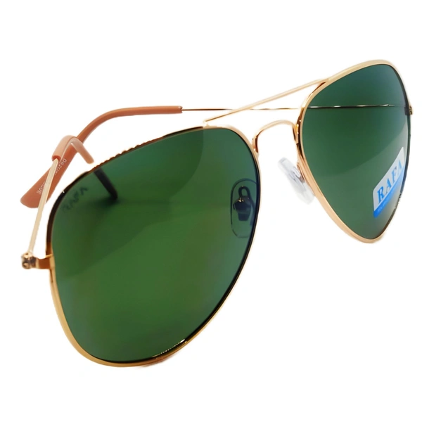 "RAFA Luxury Class Aviator Sunglasses - Hunter Green Shade, Pale Gold Frame" - Free Size, Hunter Green