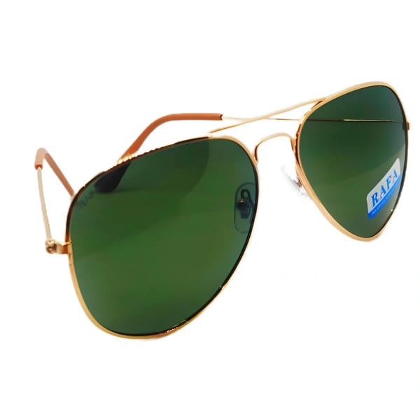 "RAFA Luxury Class Aviator Sunglasses - Hunter Green Shade, Pale Gold Frame" - Free Size, Hunter Green