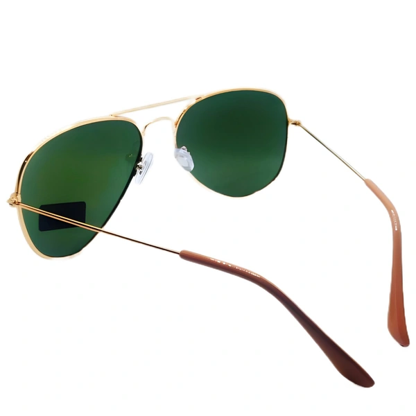 "RAFA Luxury Class Aviator Sunglasses - Hunter Green Shade, Pale Gold Frame" - Free Size, Hunter Green