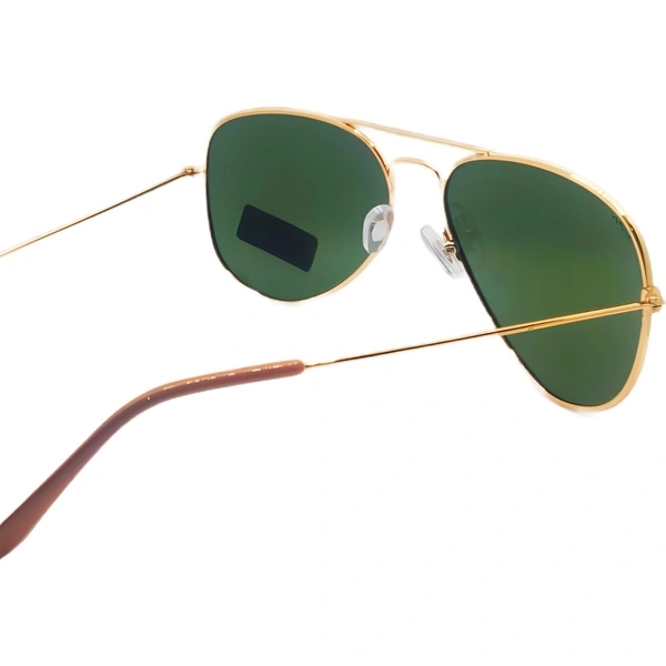 "RAFA Luxury Class Aviator Sunglasses - Hunter Green Shade, Pale Gold Frame" - Free Size, Hunter Green