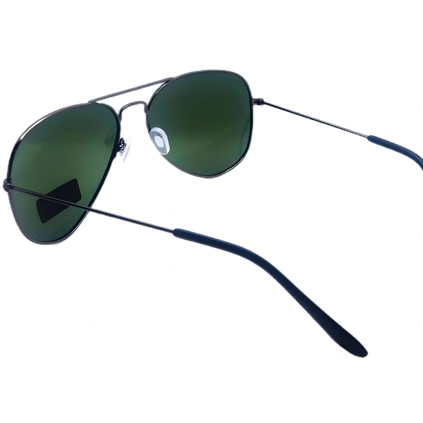 "RAFA Aviator Sunglasses - Hunter Green Luxury Shades with Gunmetal Gray" - Free Size, Hunter Green