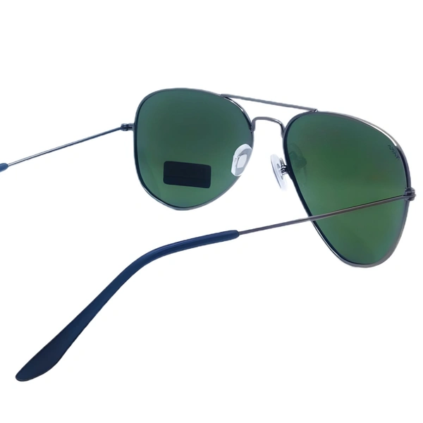 "RAFA Aviator Sunglasses - Hunter Green Luxury Shades with Gunmetal Gray" - Free Size, Hunter Green