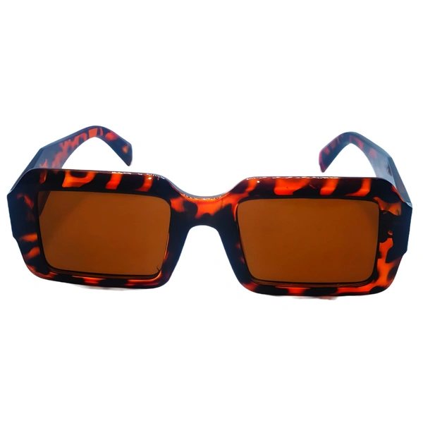 "MALUKKS Luxury Special Edition Square Sunglasses - Brown Shade, Leopard Frame" - Free Size, Scarlet