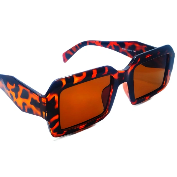 "MALUKKS Luxury Special Edition Square Sunglasses - Brown Shade, Leopard Frame" - Free Size, Scarlet