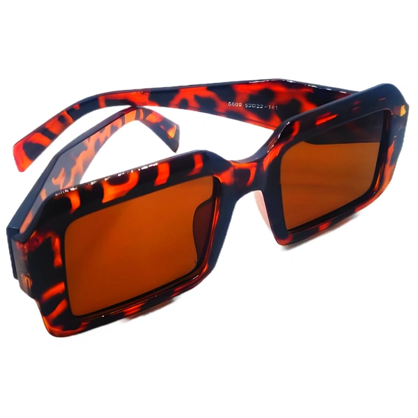 "MALUKKS Luxury Special Edition Square Sunglasses - Brown Shade, Leopard Frame" - Free Size, Scarlet