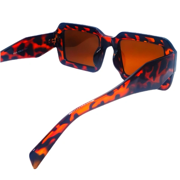 "MALUKKS Luxury Special Edition Square Sunglasses - Brown Shade, Leopard Frame" - Free Size, Scarlet