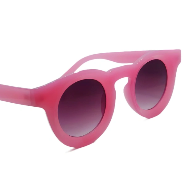 "Malukks Premium Line Special Edition Round Brown Shade Sunglasses with Glossy Pink Frame Girls" - Pink, Free Size