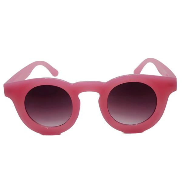 "Malukks Premium Line Special Edition Round Brown Shade Sunglasses with Glossy Pink Frame Girls" - Pink, Free Size