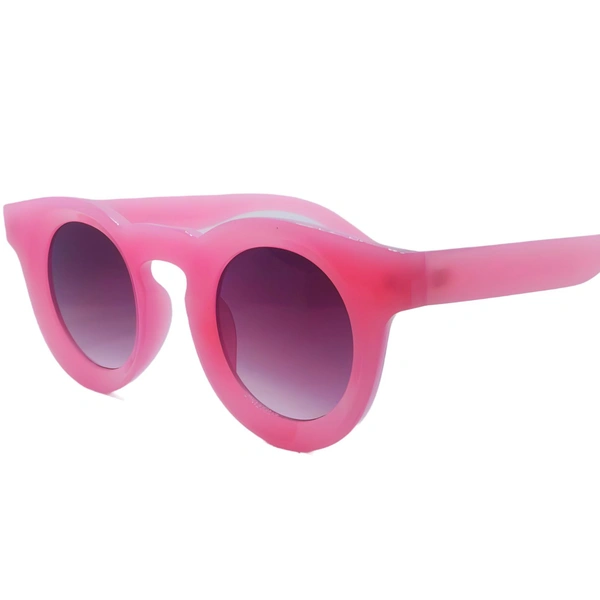 "Malukks Premium Line Special Edition Round Brown Shade Sunglasses with Glossy Pink Frame Girls" - Pink, Free Size