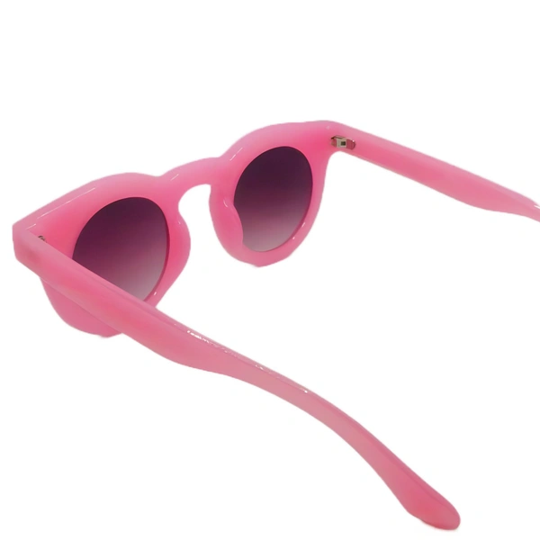 "Malukks Premium Line Special Edition Round Brown Shade Sunglasses with Glossy Pink Frame Girls" - Pink, Free Size