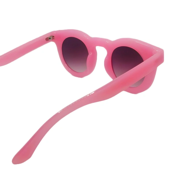 "Malukks Premium Line Special Edition Round Brown Shade Sunglasses with Glossy Pink Frame Girls" - Pink, Free Size