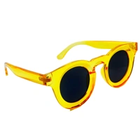 "Malukks Luxury Line Exclusive Z Black Round Sunglasses with Golden Yellow Mirror Cut Frame Girls" - Free Size, Golden Yellow