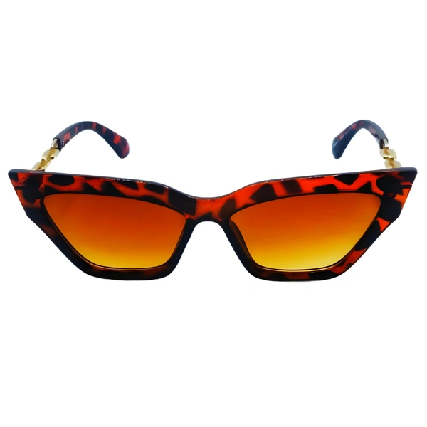 "Malukks Premium Line Exclusive Brown Sunglasses with Gold Touch and Trending Leopard Frame Girls" - Brown, Free Size
