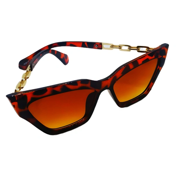 "Malukks Premium Line Exclusive Brown Sunglasses with Gold Touch and Trending Leopard Frame Girls" - Brown, Free Size