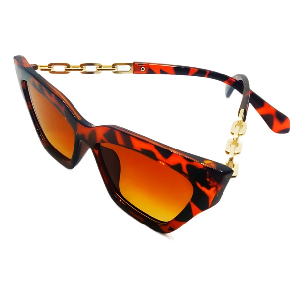 "Malukks Premium Line Exclusive Brown Sunglasses with Gold Touch and Trending Leopard Frame Girls" - Brown, Free Size