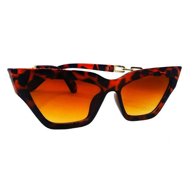 "Malukks Premium Line Exclusive Brown Sunglasses with Gold Touch and Trending Leopard Frame Girls" - Brown, Free Size