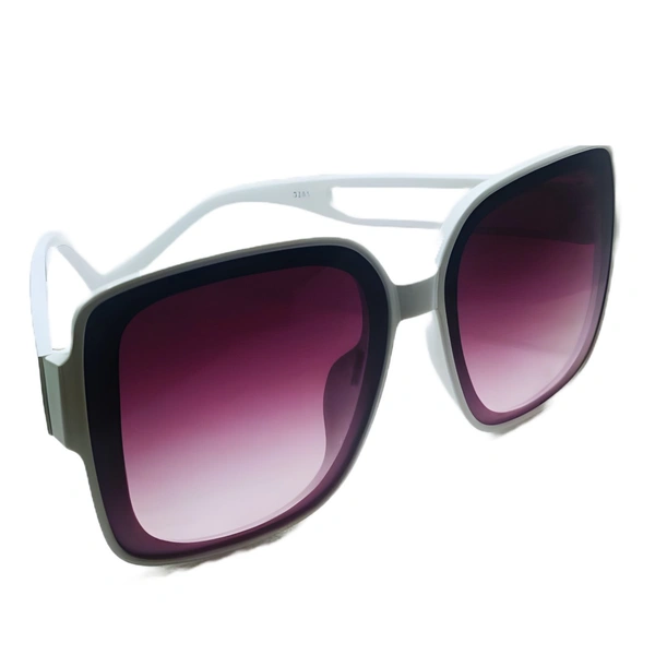  "Malukks Premium Line Exclusive Dark Sienna Sunglasses with Trending Shape and Chic White Frame Ladies Or Girls" - White, Free Size